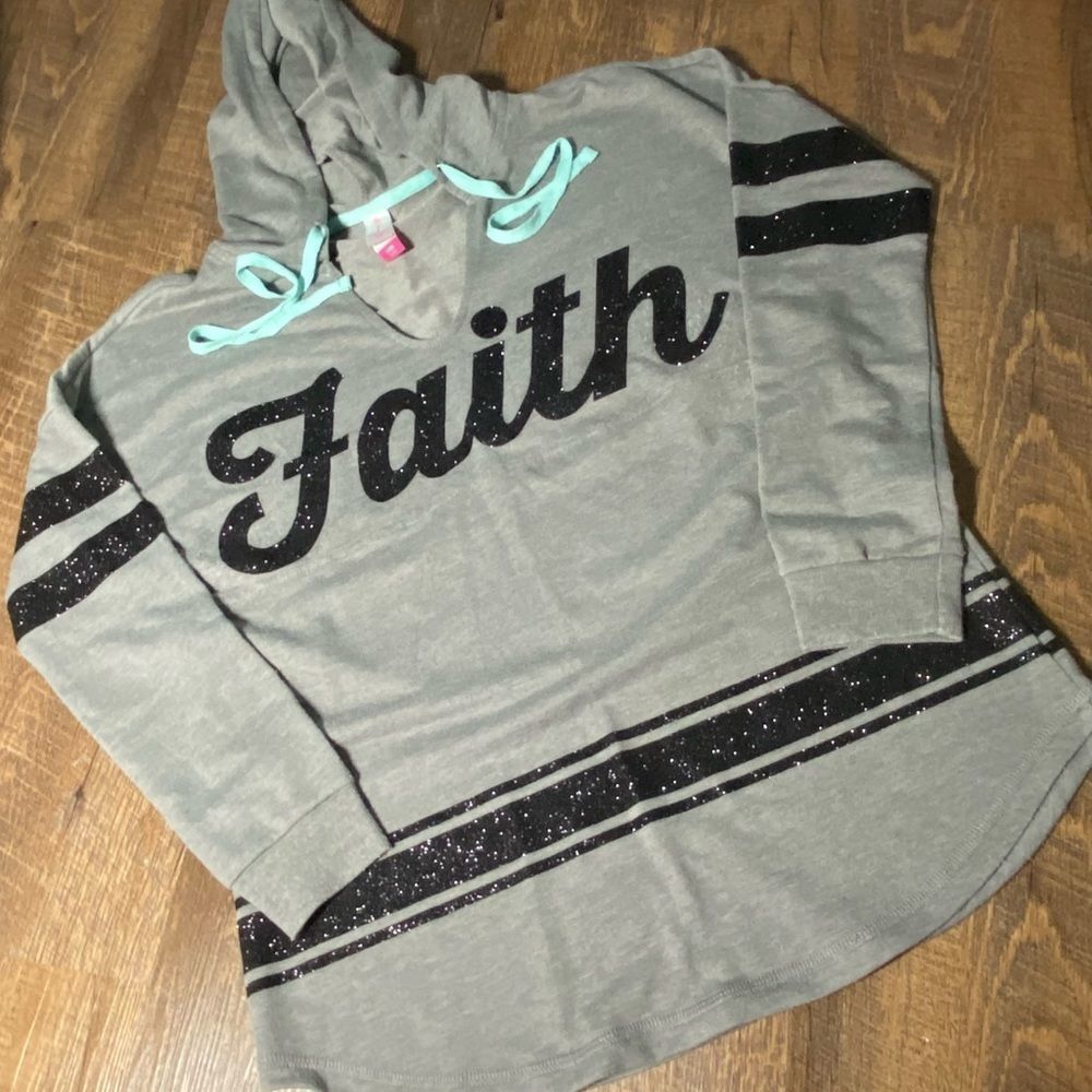 Inspirational Grey Hoodie Sweater w/Black Sequin